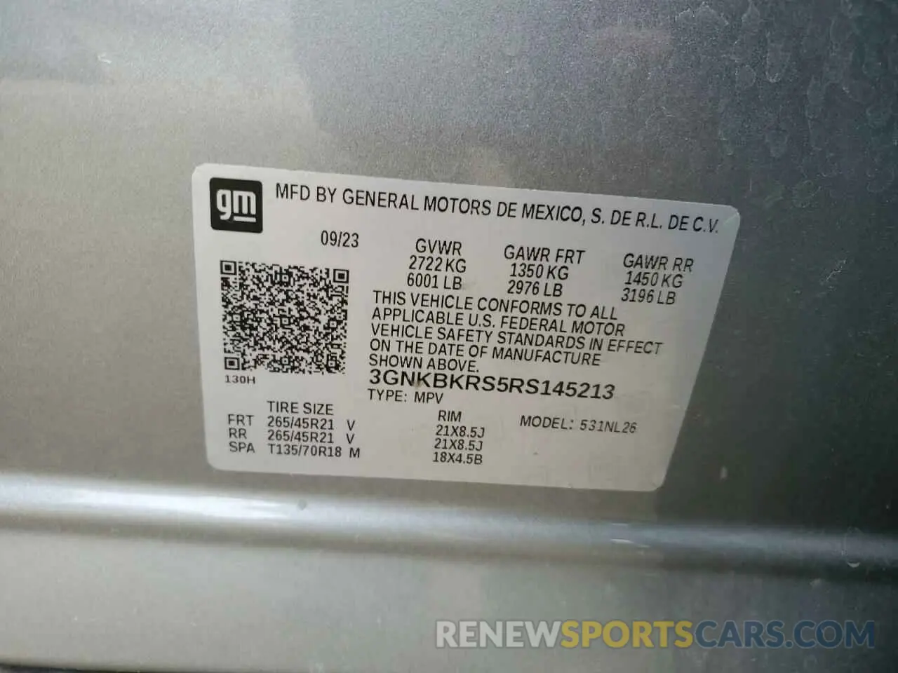 13 Photograph of a damaged car 3GNKBKRS5RS145213 CHEVROLET BLAZER 2024