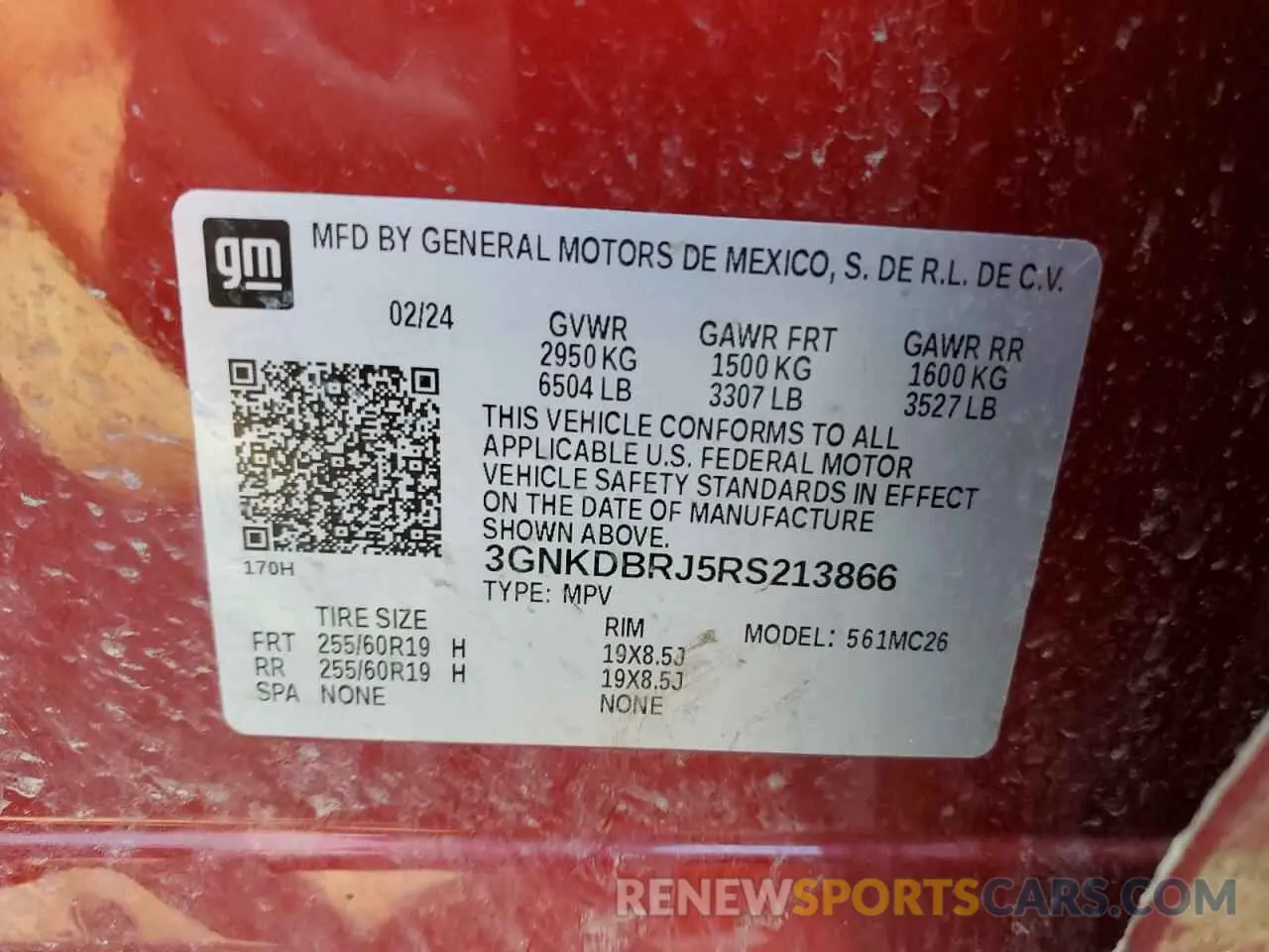 14 Photograph of a damaged car 3GNKDBRJ5RS213866 CHEVROLET BLAZER 2024