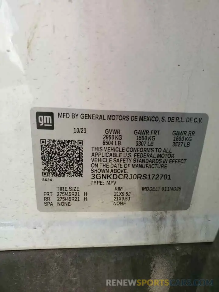14 Photograph of a damaged car 3GNKDCRJ0RS172701 CHEVROLET BLAZER 2024
