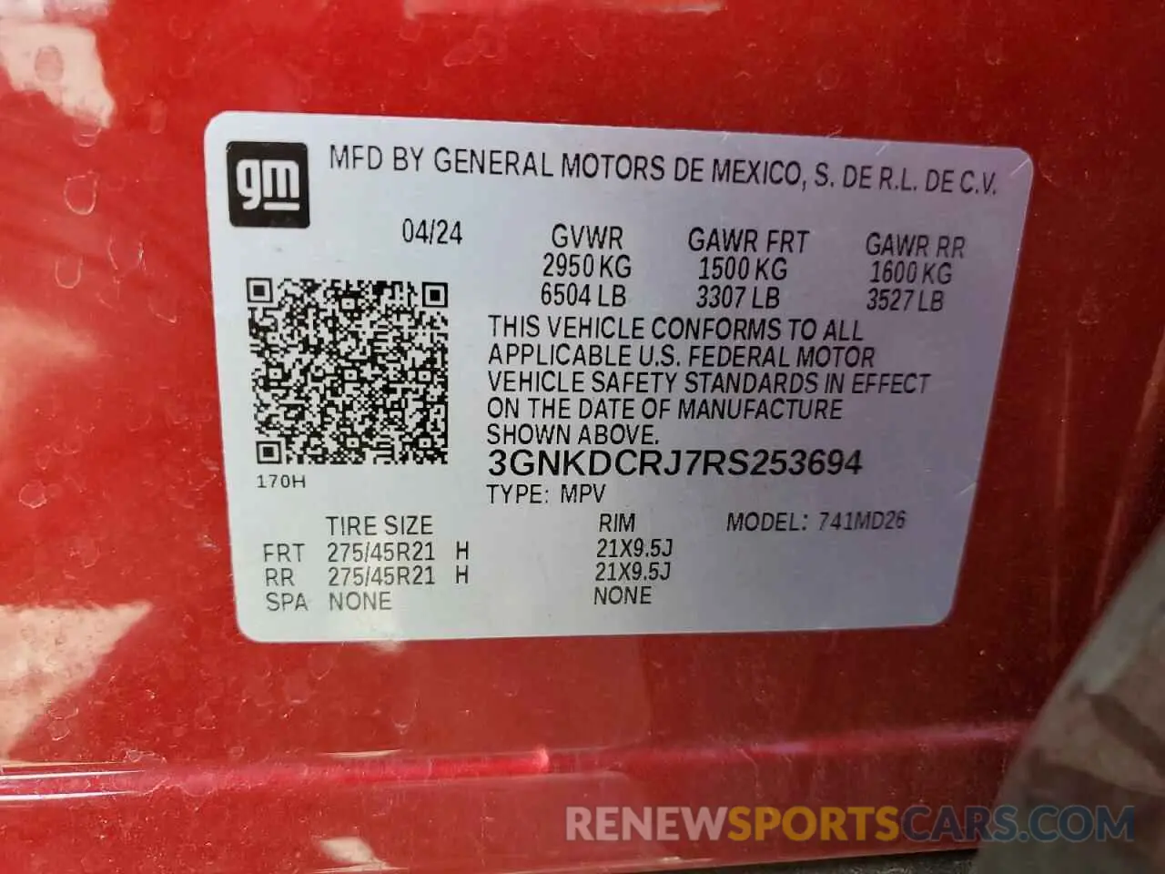 13 Photograph of a damaged car 3GNKDCRJ7RS253694 CHEVROLET BLAZER 2024