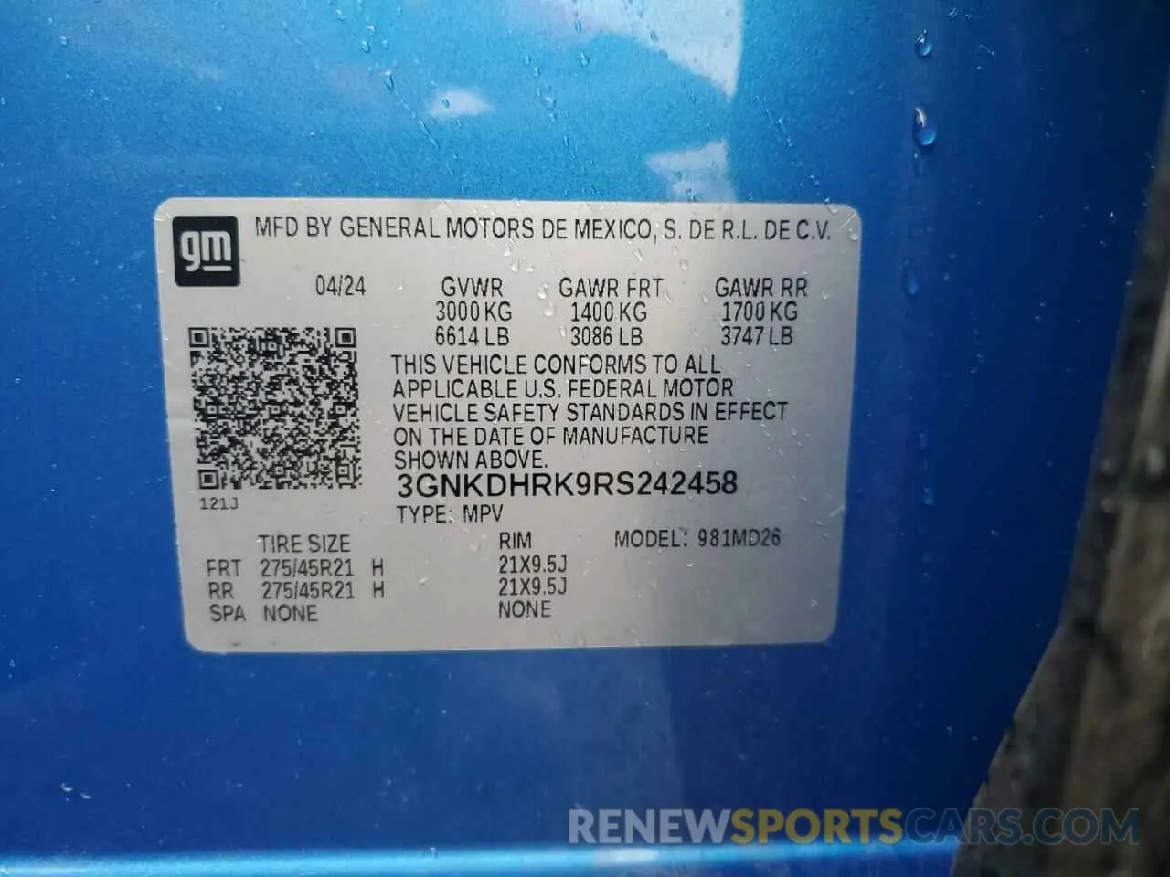 12 Photograph of a damaged car 3GNKDHRK9RS242458 CHEVROLET BLAZER 2024