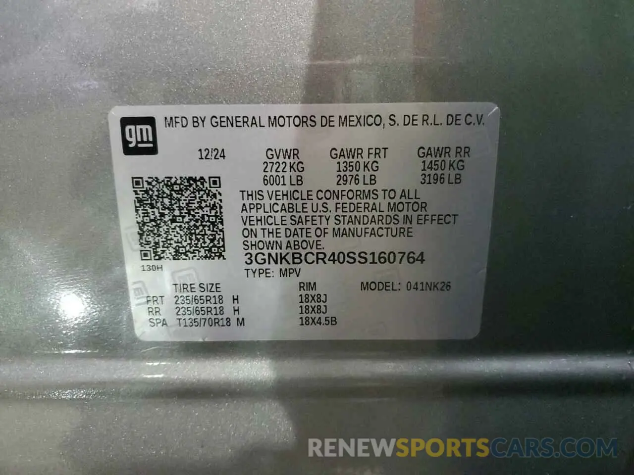 14 Photograph of a damaged car 3GNKBCR40SS160764 CHEVROLET BLAZER 2025