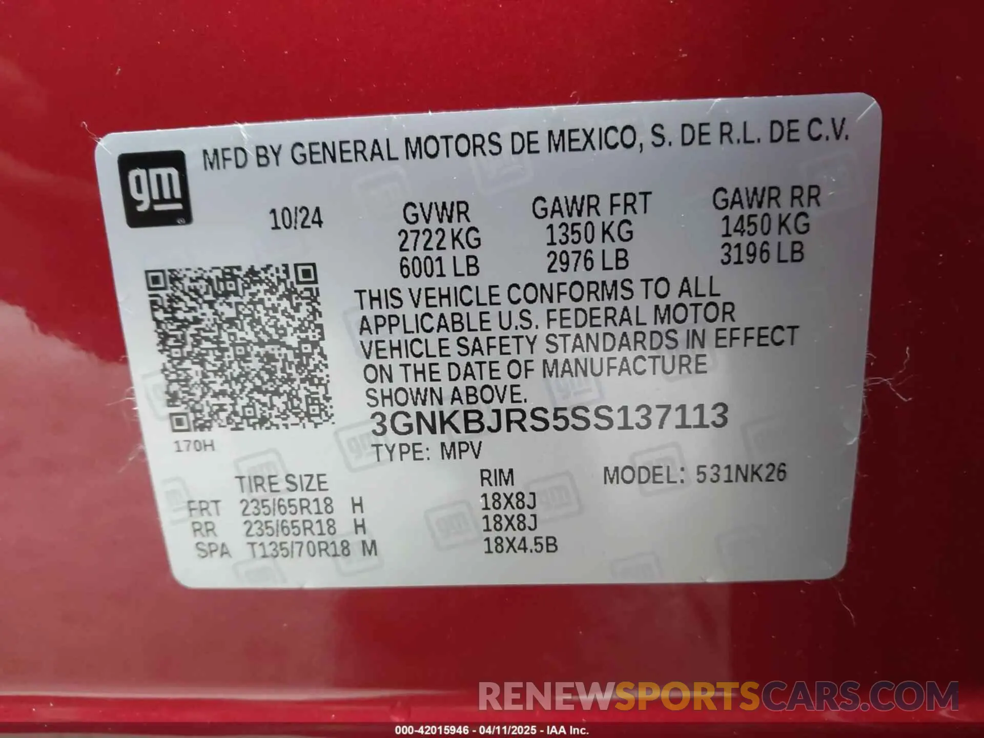 9 Photograph of a damaged car 3GNKBJRS5SS137113 CHEVROLET BLAZER 2025