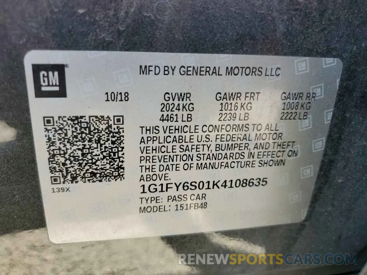 13 Photograph of a damaged car 1G1FY6S01K4108635 CHEVROLET BOLT 2019