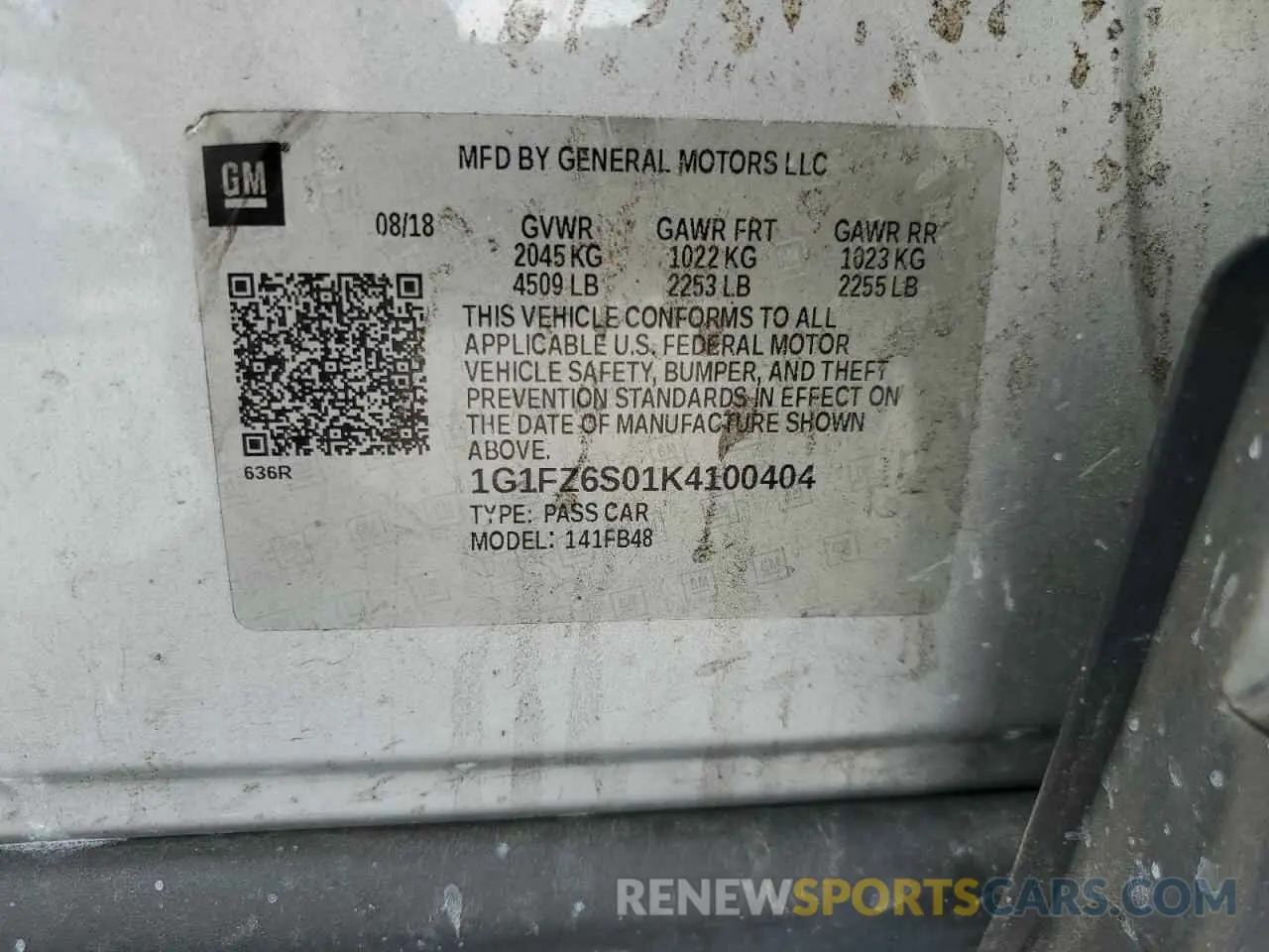 13 Photograph of a damaged car 1G1FZ6S01K4100404 CHEVROLET BOLT 2019