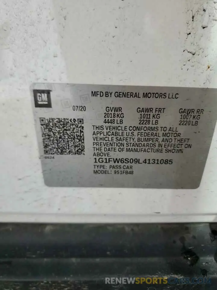 12 Photograph of a damaged car 1G1FW6S09L4131085 CHEVROLET BOLT 2020