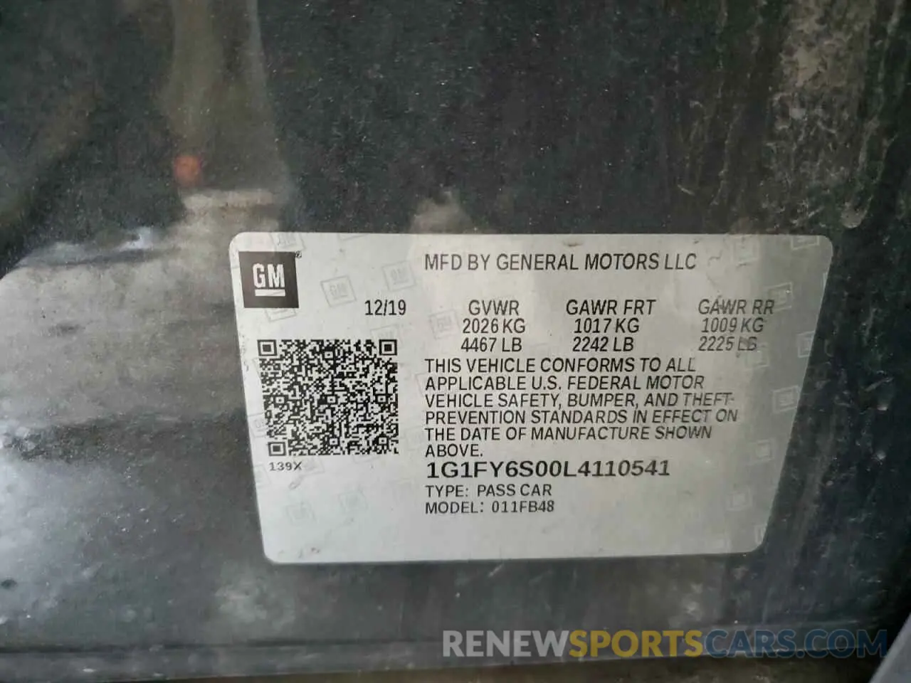 12 Photograph of a damaged car 1G1FY6S00L4110541 CHEVROLET BOLT 2020