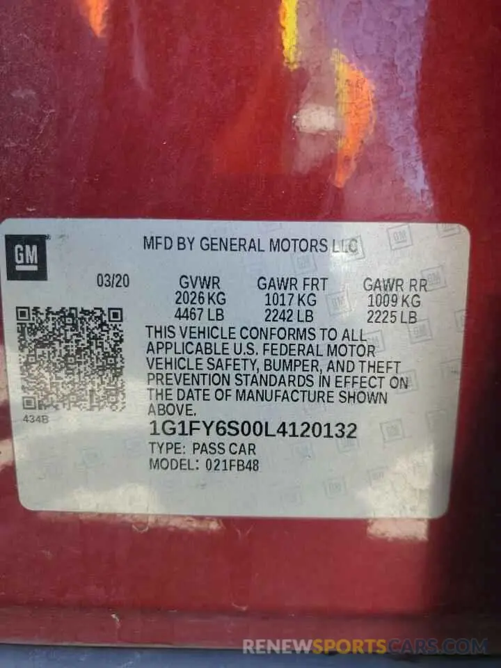 13 Photograph of a damaged car 1G1FY6S00L4120132 CHEVROLET BOLT 2020