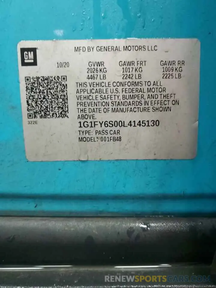 12 Photograph of a damaged car 1G1FY6S00L4145130 CHEVROLET BOLT 2020