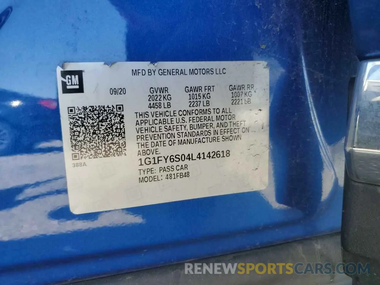 14 Photograph of a damaged car 1G1FY6S04L4142618 CHEVROLET BOLT 2020