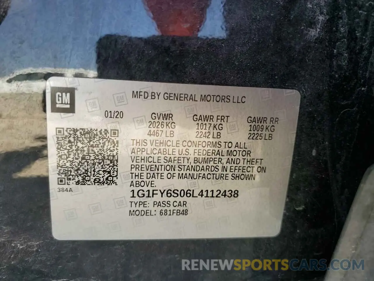 13 Photograph of a damaged car 1G1FY6S06L4112438 CHEVROLET BOLT 2020