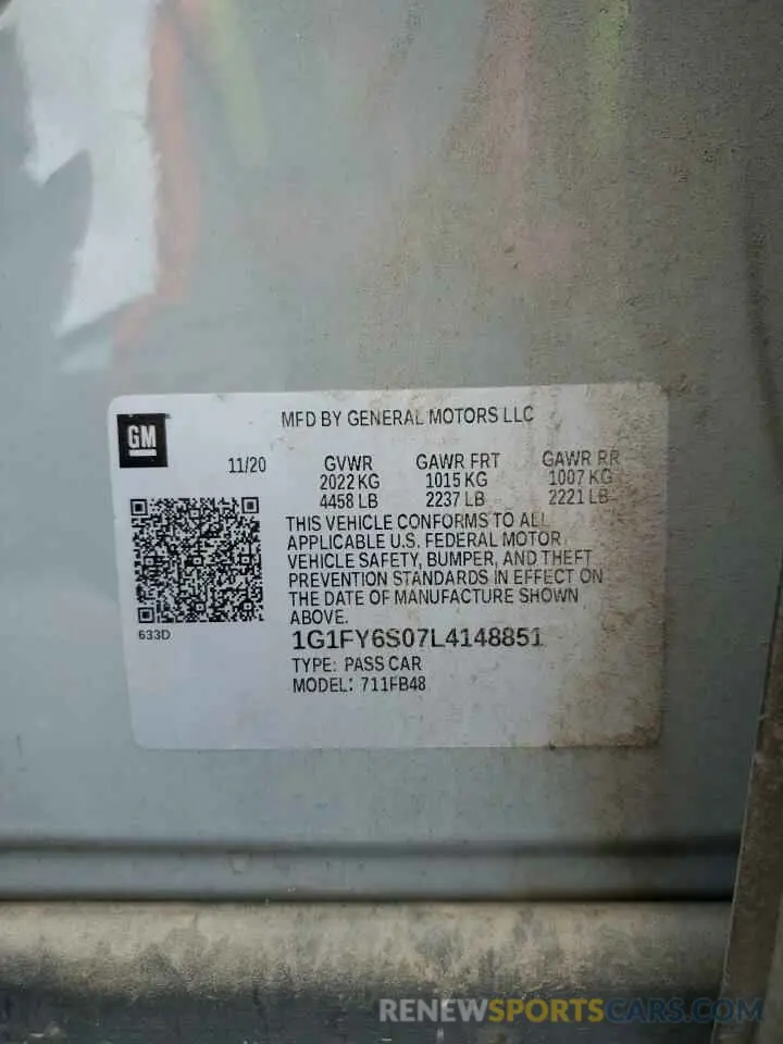 12 Photograph of a damaged car 1G1FY6S07L4148851 CHEVROLET BOLT 2020