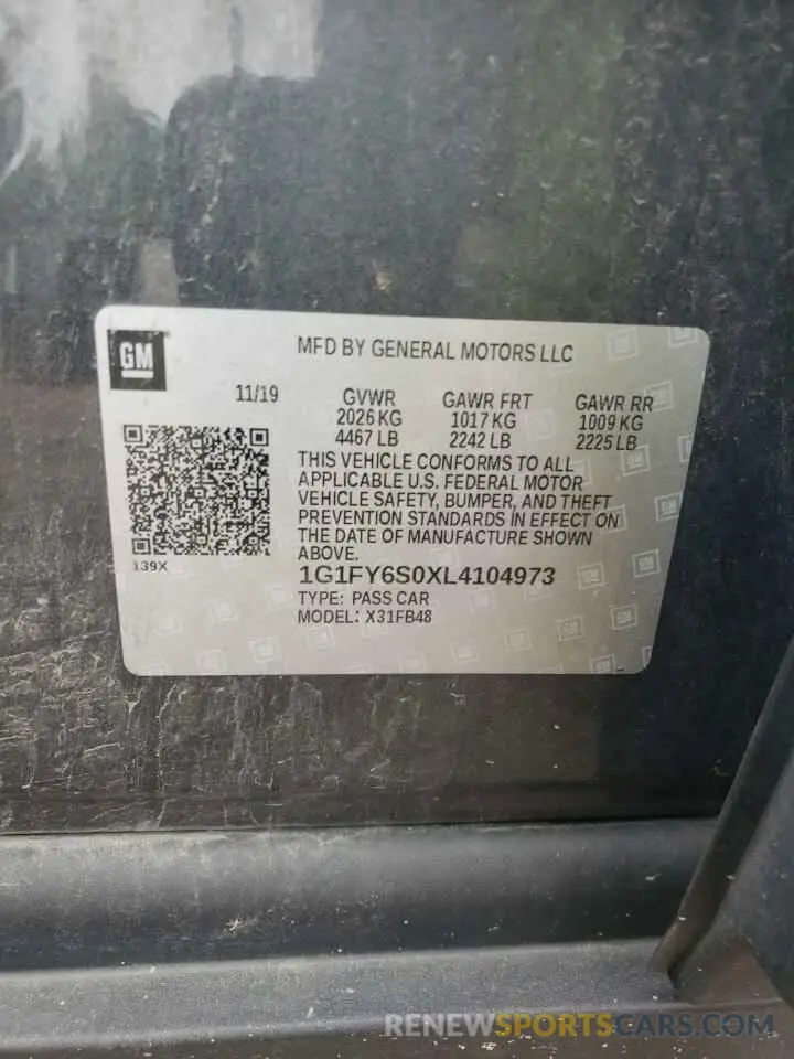 12 Photograph of a damaged car 1G1FY6S0XL4104973 CHEVROLET BOLT 2020
