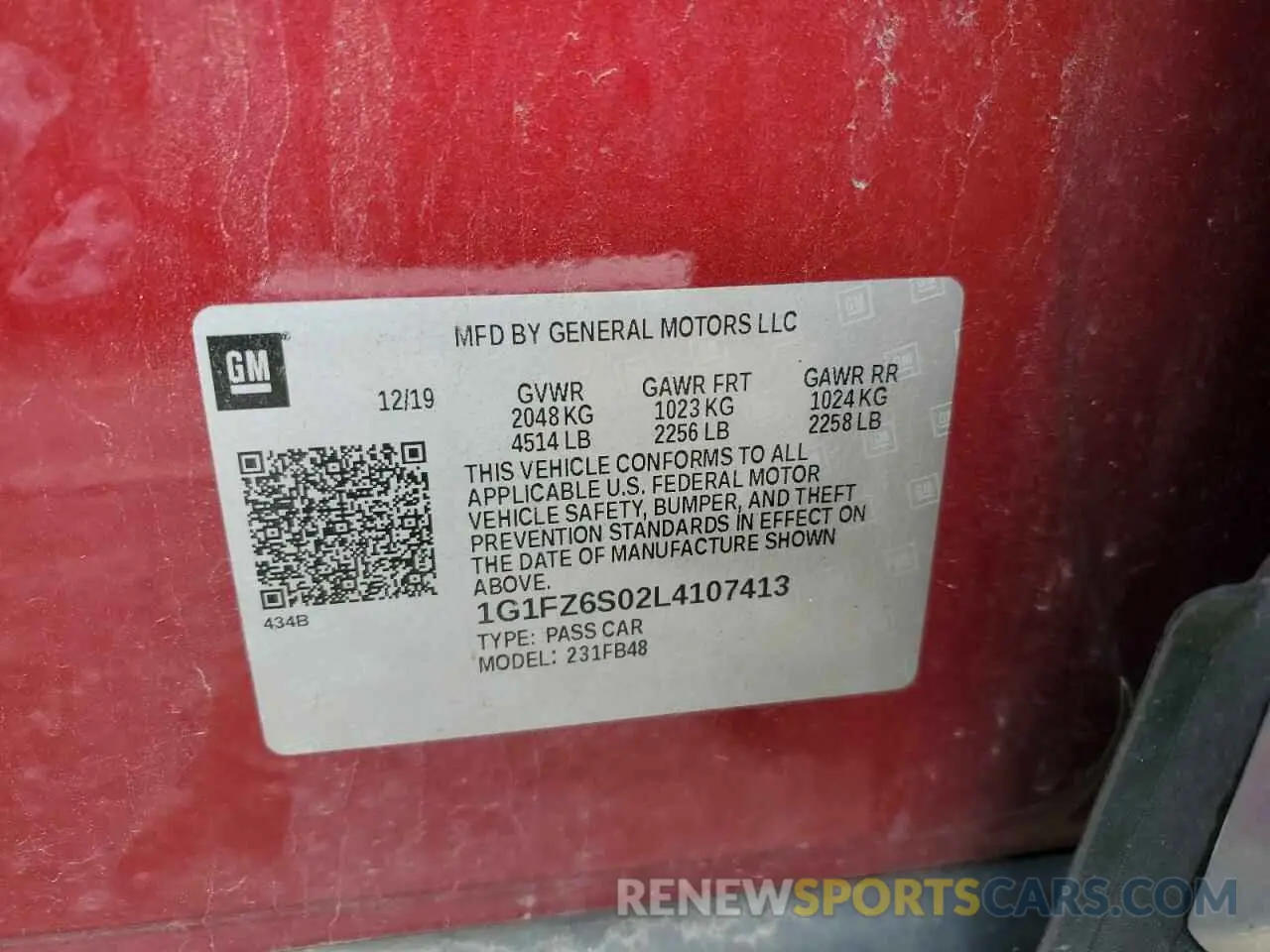 12 Photograph of a damaged car 1G1FZ6S02L4107413 CHEVROLET BOLT 2020