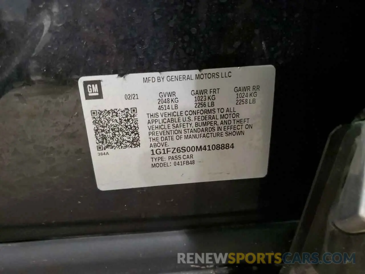 13 Photograph of a damaged car 1G1FZ6S00M4108884 CHEVROLET BOLT 2021