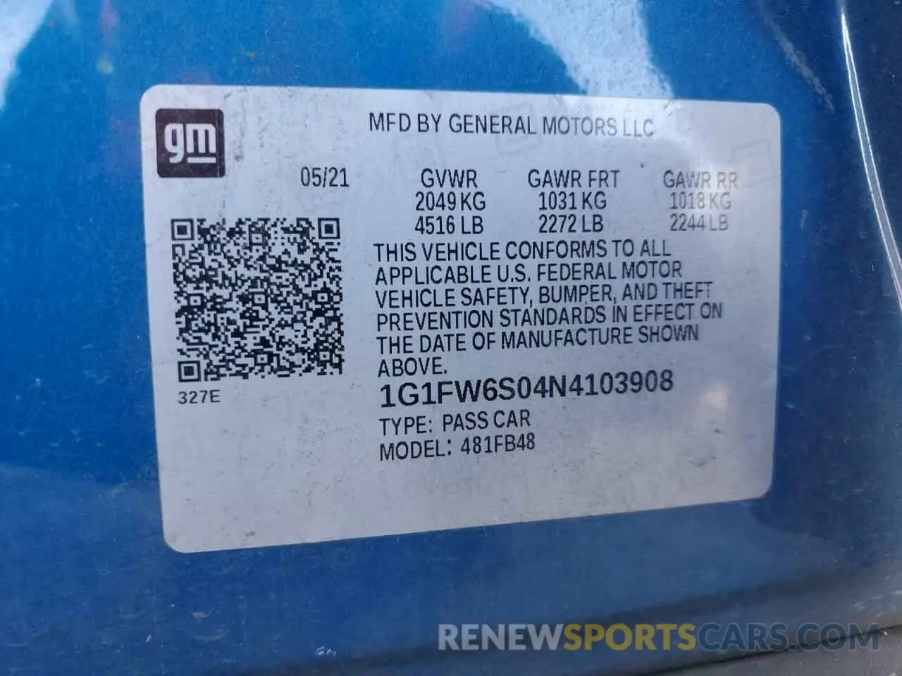14 Photograph of a damaged car 1G1FW6S04N4103908 CHEVROLET BOLT 2022