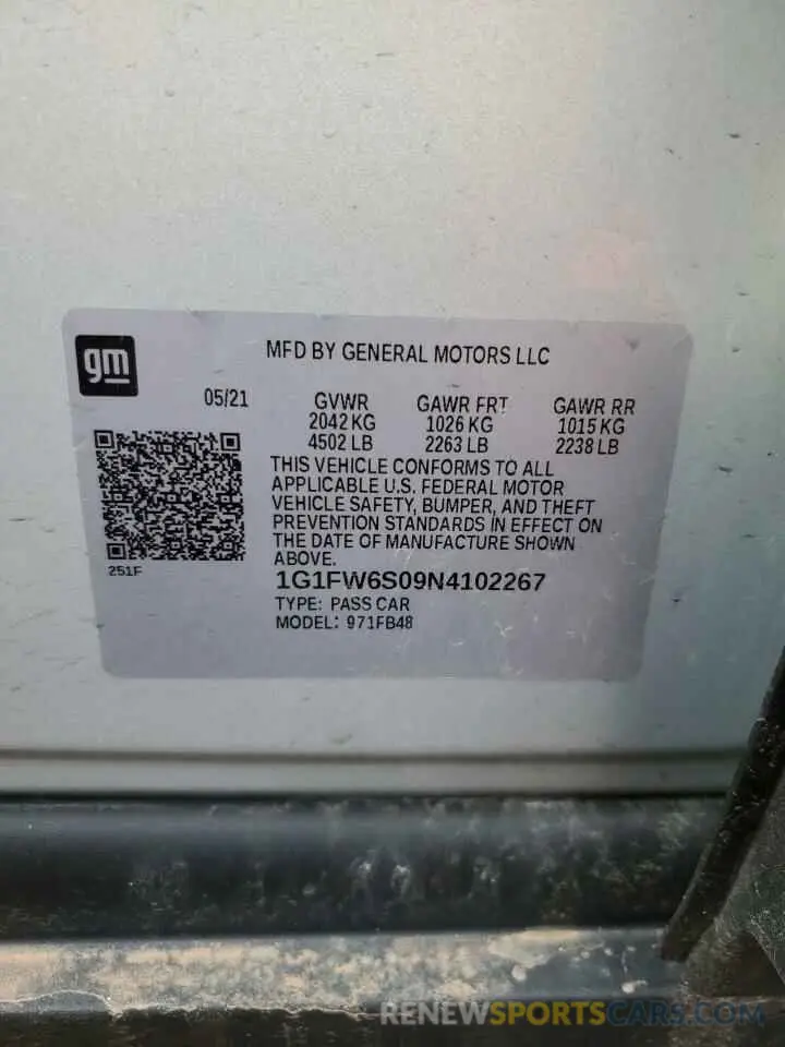 12 Photograph of a damaged car 1G1FW6S09N4102267 CHEVROLET BOLT 2022