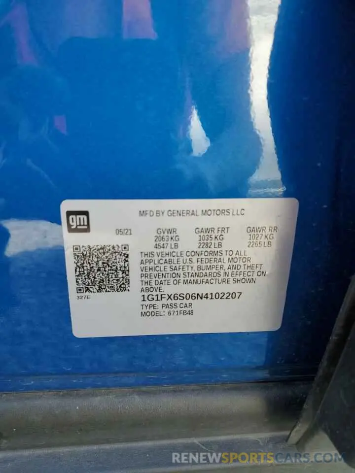 12 Photograph of a damaged car 1G1FX6S06N4102207 CHEVROLET BOLT 2022