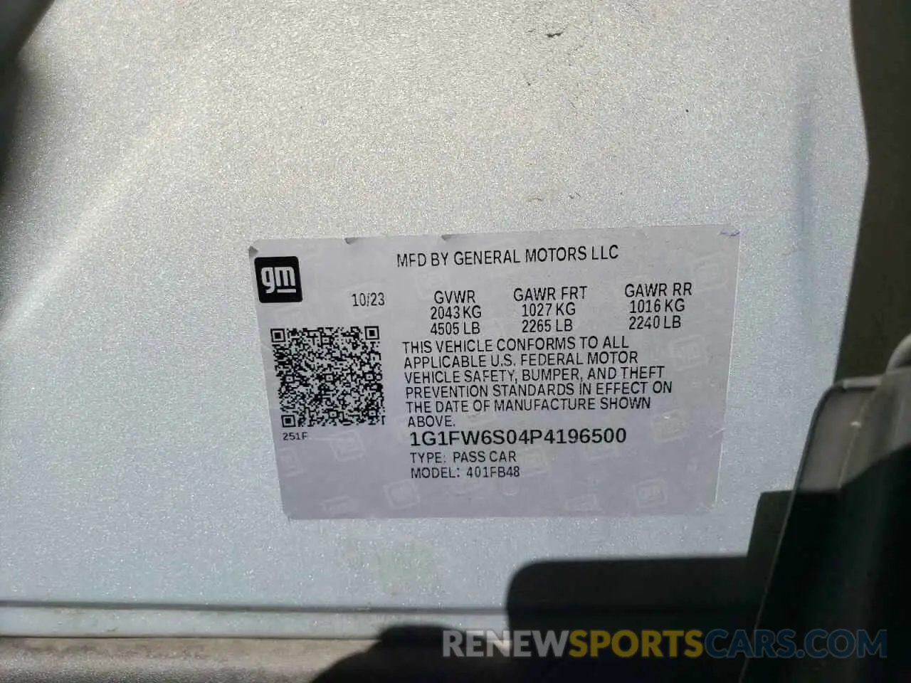 12 Photograph of a damaged car 1G1FW6S04P4196500 CHEVROLET BOLT 2023