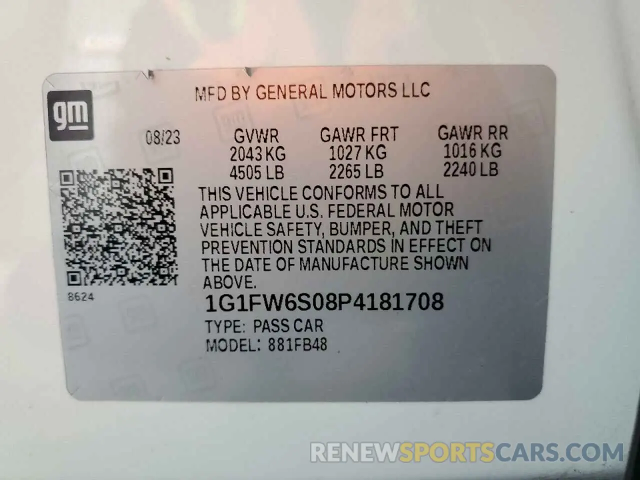 14 Photograph of a damaged car 1G1FW6S08P4181708 CHEVROLET BOLT 2023