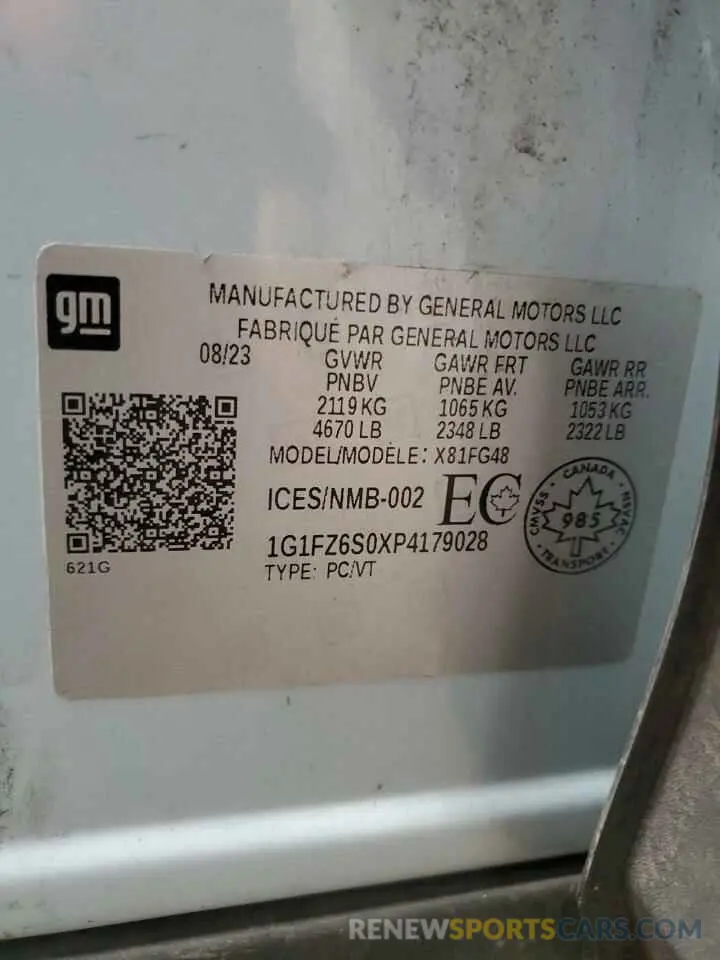 13 Photograph of a damaged car 1G1FZ6S0XP4179028 CHEVROLET BOLT 2023
