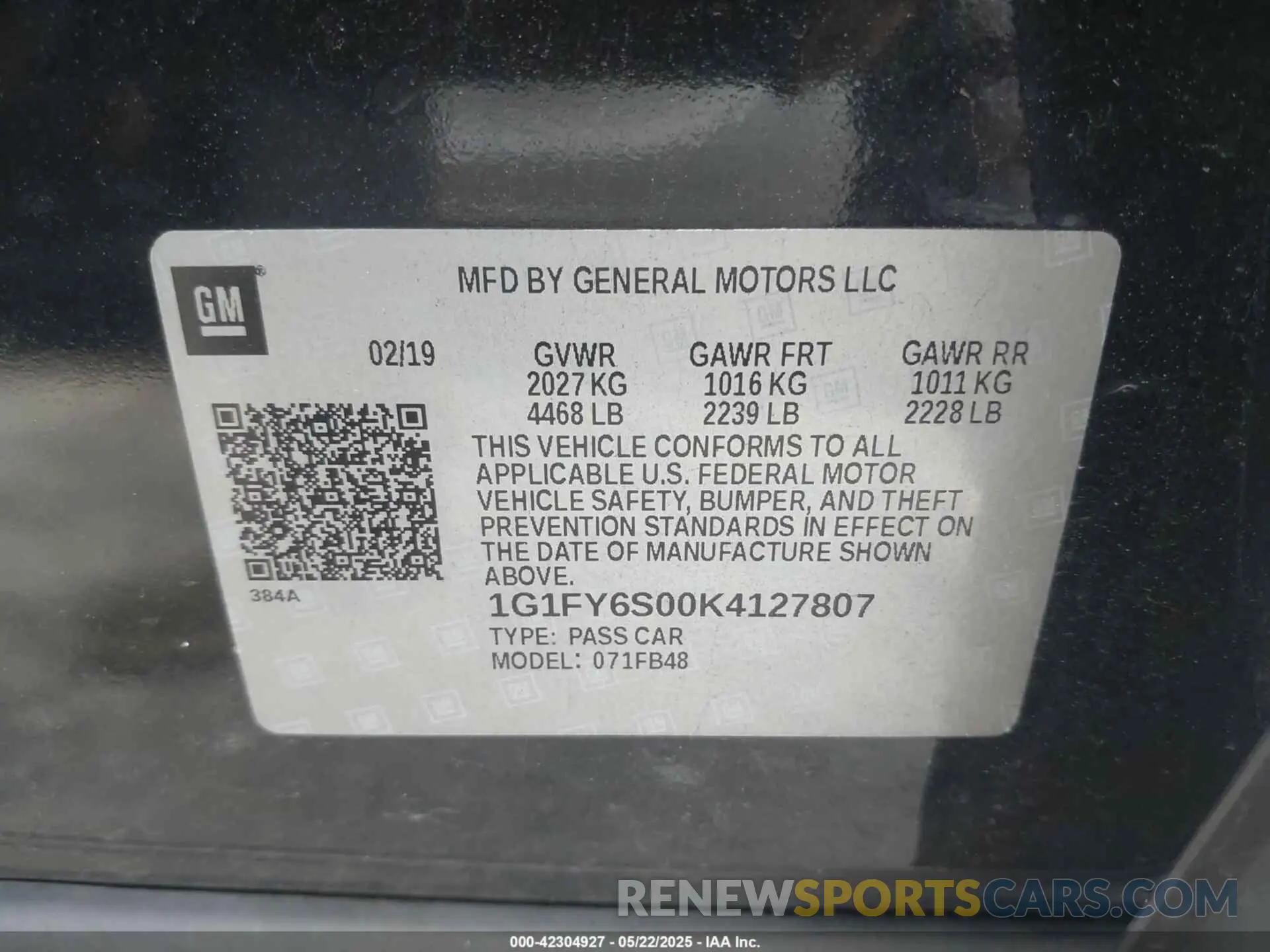 9 Photograph of a damaged car 1G1FY6S00K4127807 CHEVROLET BOLT EV 2019