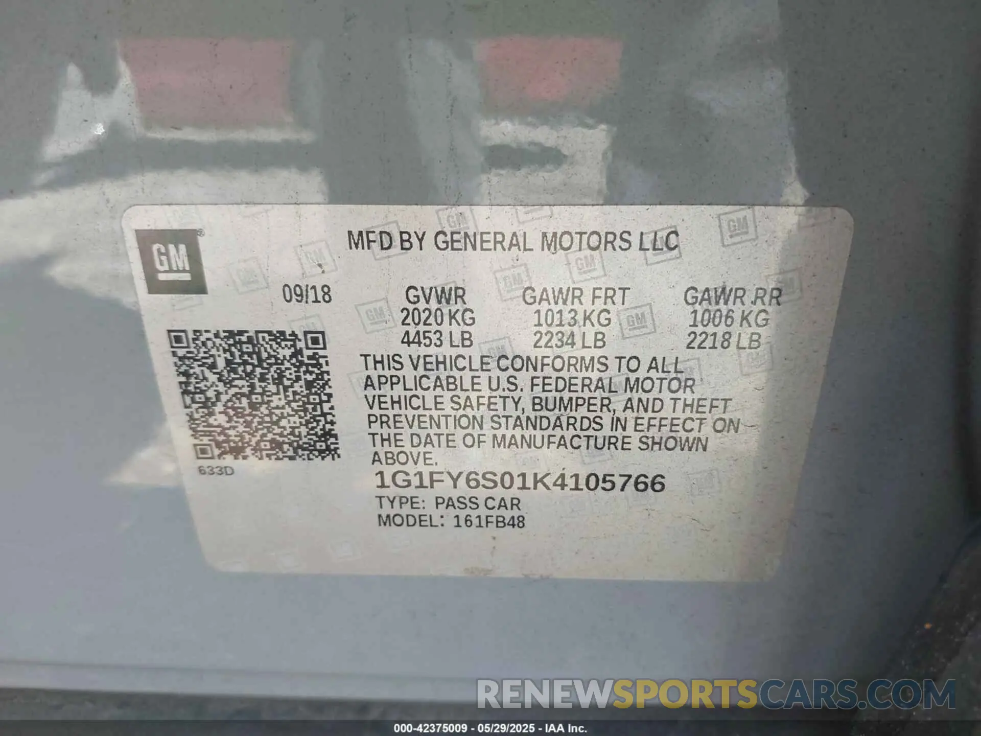 9 Photograph of a damaged car 1G1FY6S01K4105766 CHEVROLET BOLT EV 2019