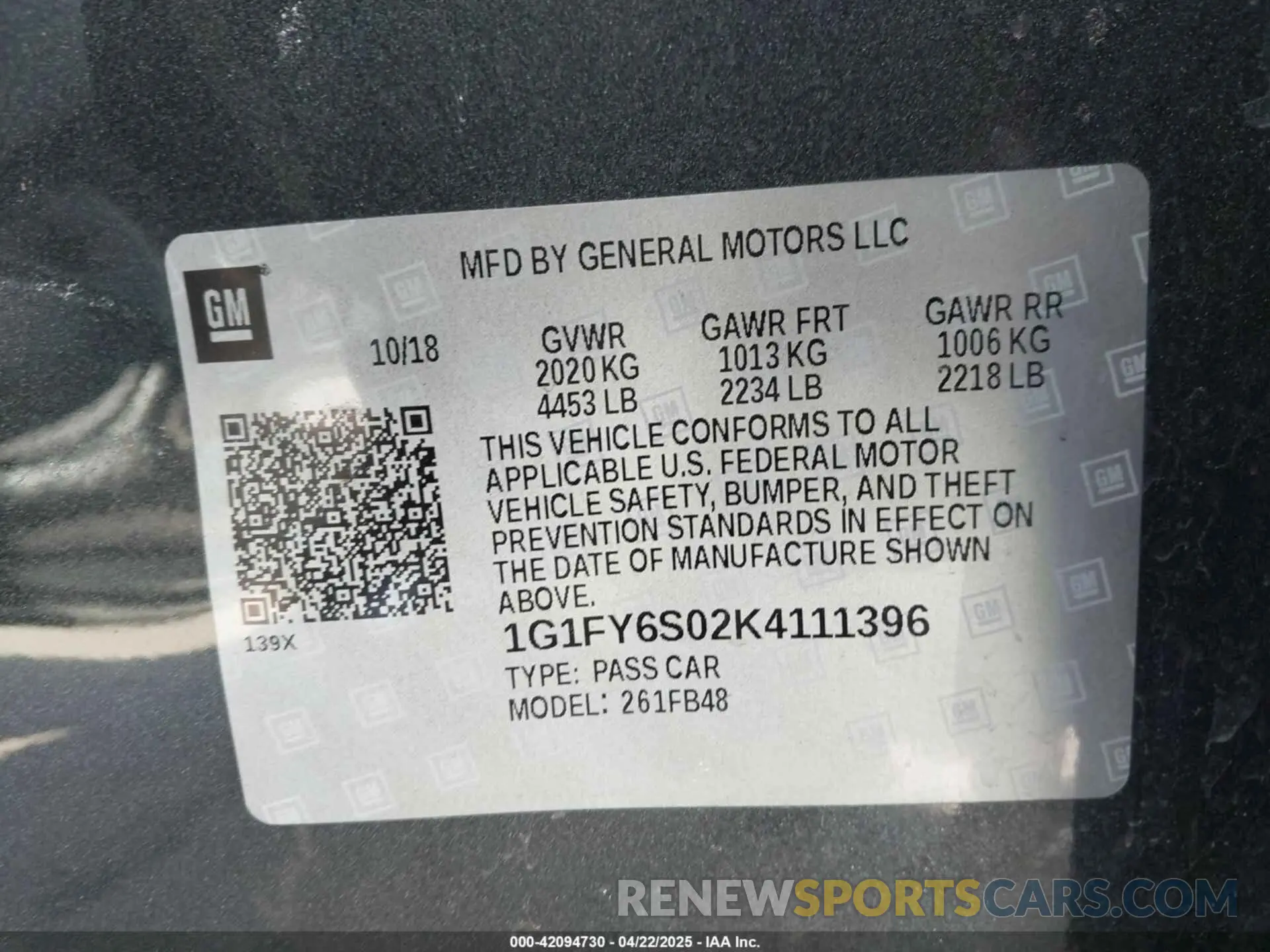 9 Photograph of a damaged car 1G1FY6S02K4111396 CHEVROLET BOLT EV 2019