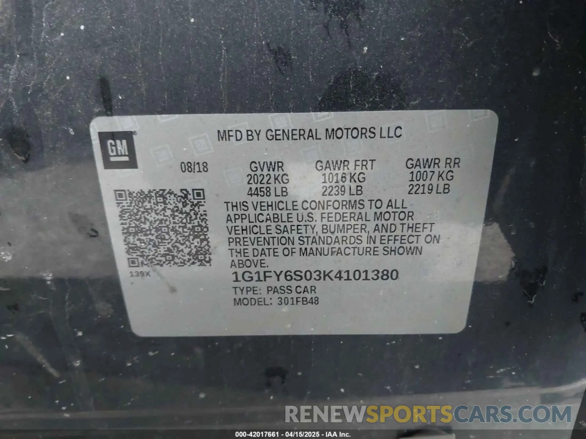 9 Photograph of a damaged car 1G1FY6S03K4101380 CHEVROLET BOLT EV 2019
