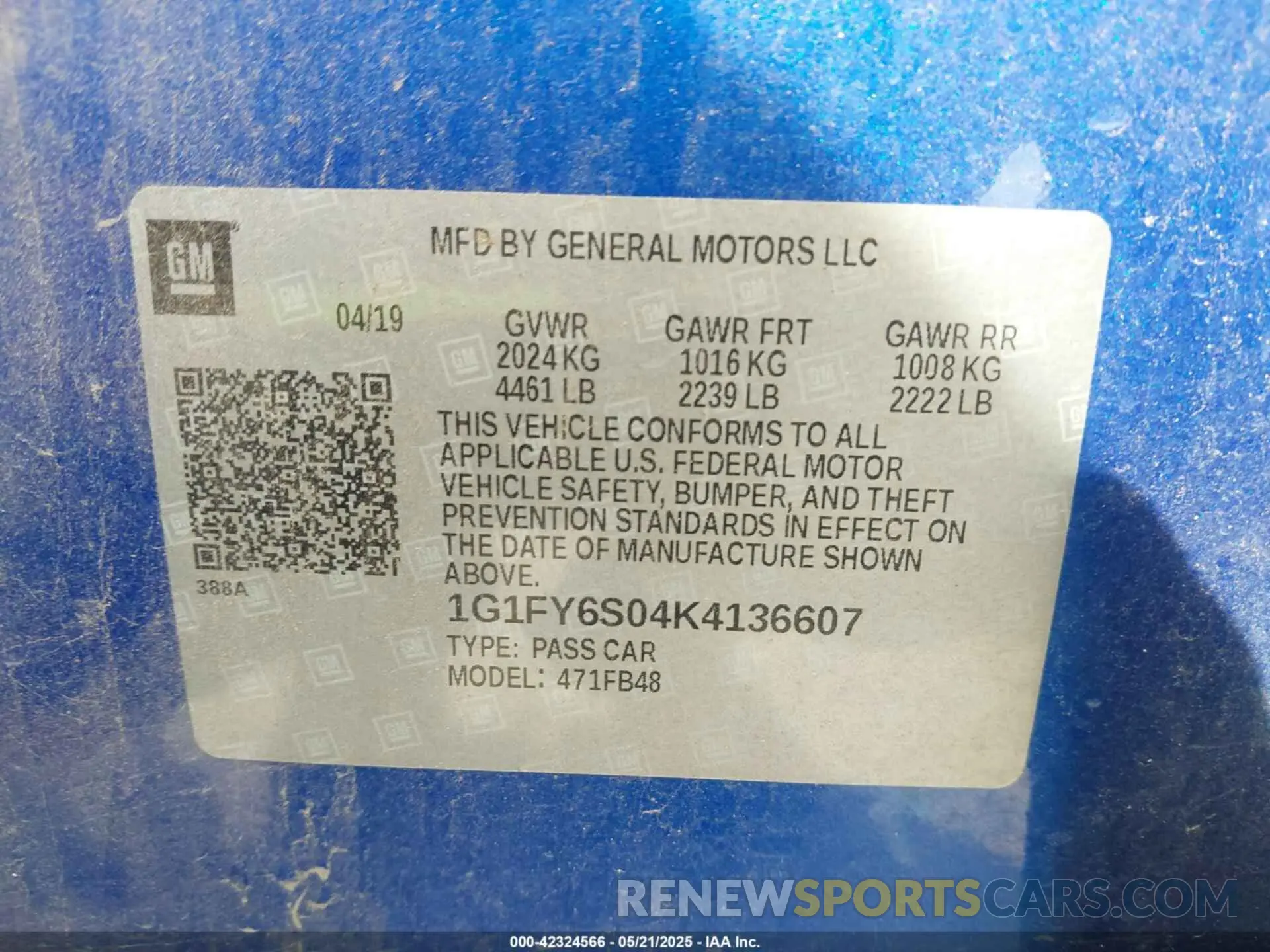 9 Photograph of a damaged car 1G1FY6S04K4136607 CHEVROLET BOLT EV 2019