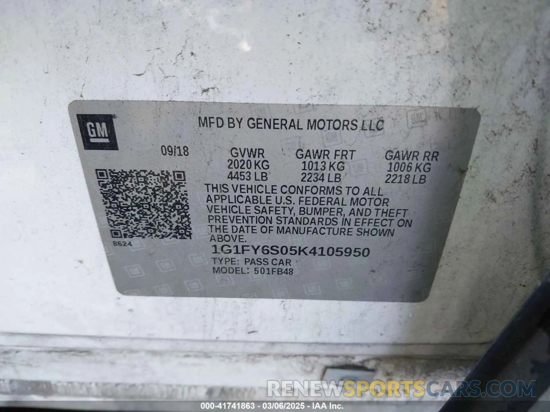 9 Photograph of a damaged car 1G1FY6S05K4105950 CHEVROLET BOLT EV 2019