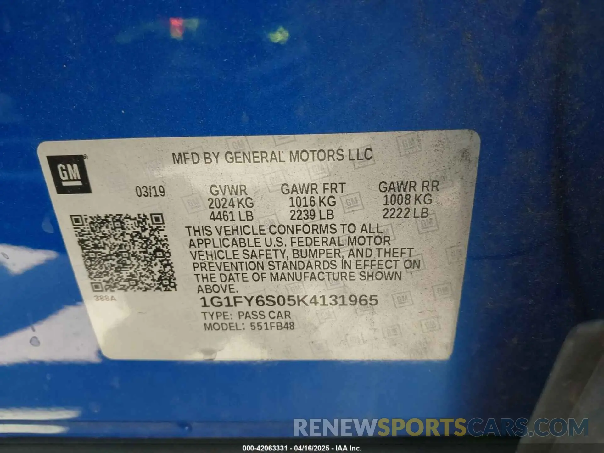 9 Photograph of a damaged car 1G1FY6S05K4131965 CHEVROLET BOLT EV 2019