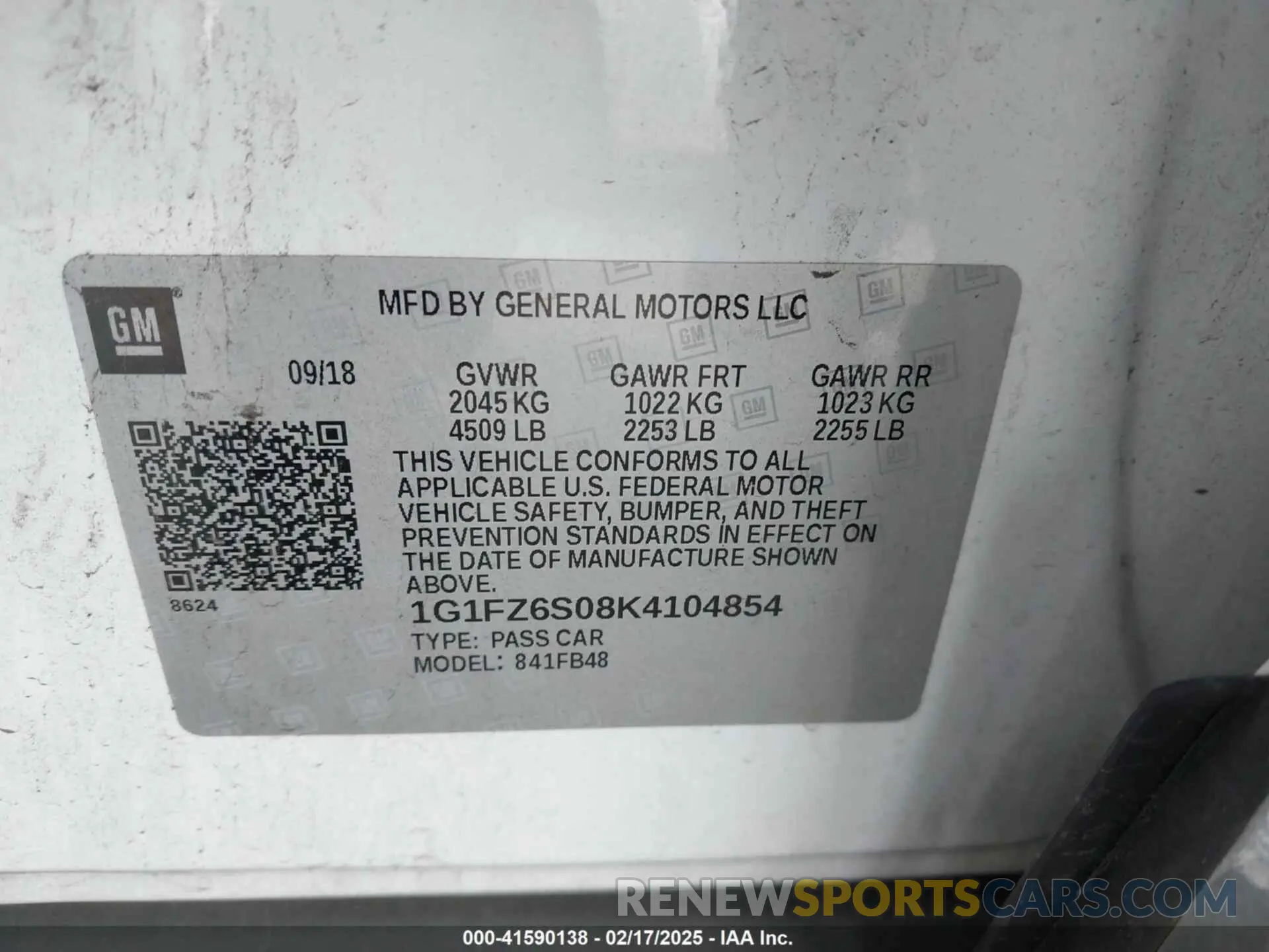 9 Photograph of a damaged car 1G1FZ6S08K4104854 CHEVROLET BOLT EV 2019