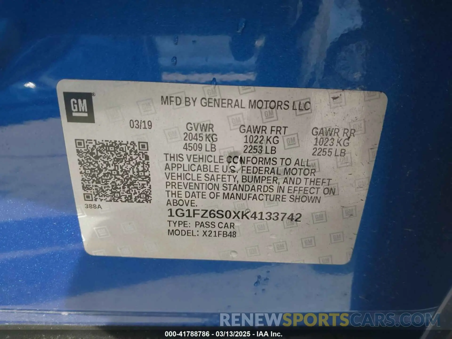 9 Photograph of a damaged car 1G1FZ6S0XK4133742 CHEVROLET BOLT EV 2019