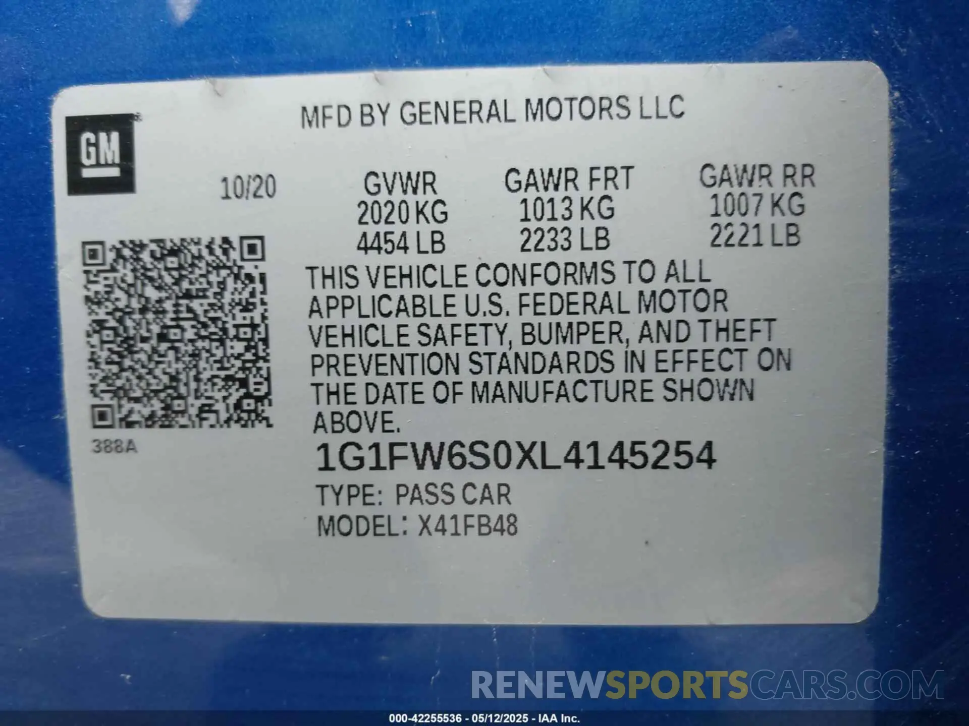 9 Photograph of a damaged car 1G1FW6S0XL4145254 CHEVROLET BOLT EV 2020