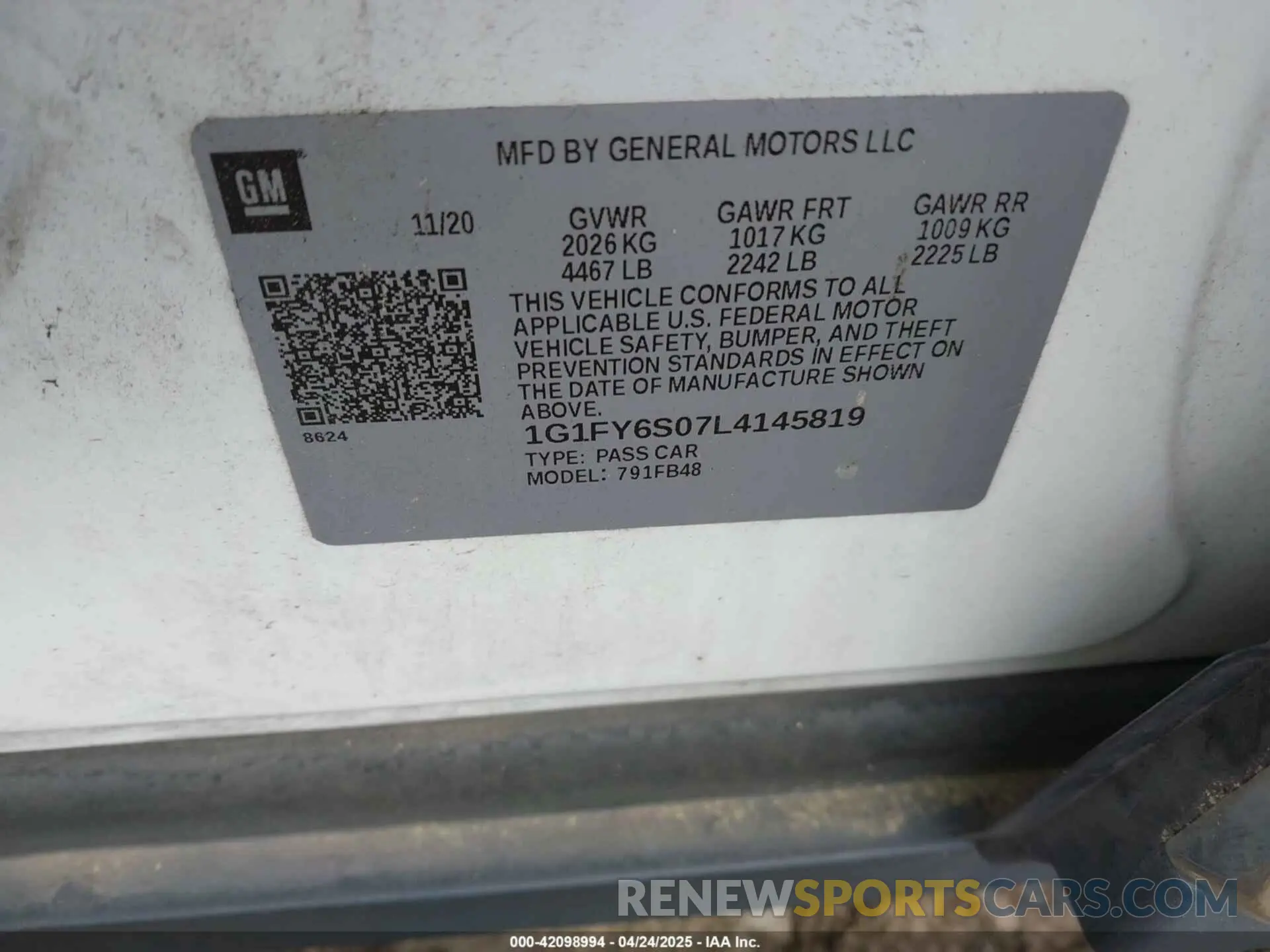 9 Photograph of a damaged car 1G1FY6S07L4145819 CHEVROLET BOLT EV 2020