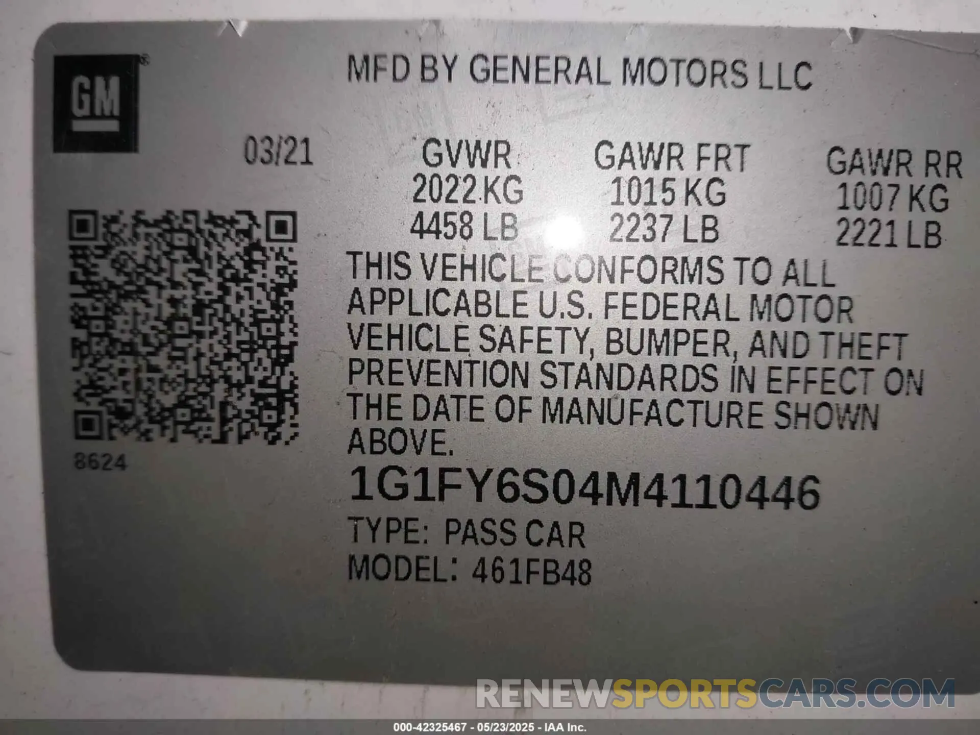 9 Photograph of a damaged car 1G1FY6S04M4110446 CHEVROLET BOLT EV 2021