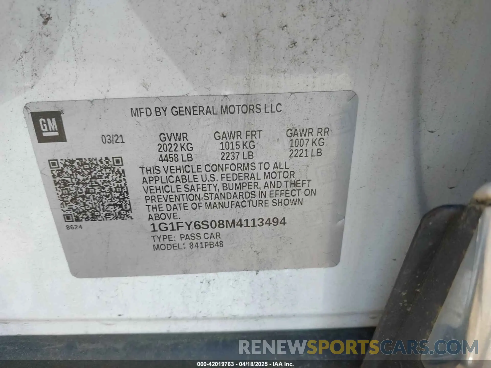 9 Photograph of a damaged car 1G1FY6S08M4113494 CHEVROLET BOLT EV 2021