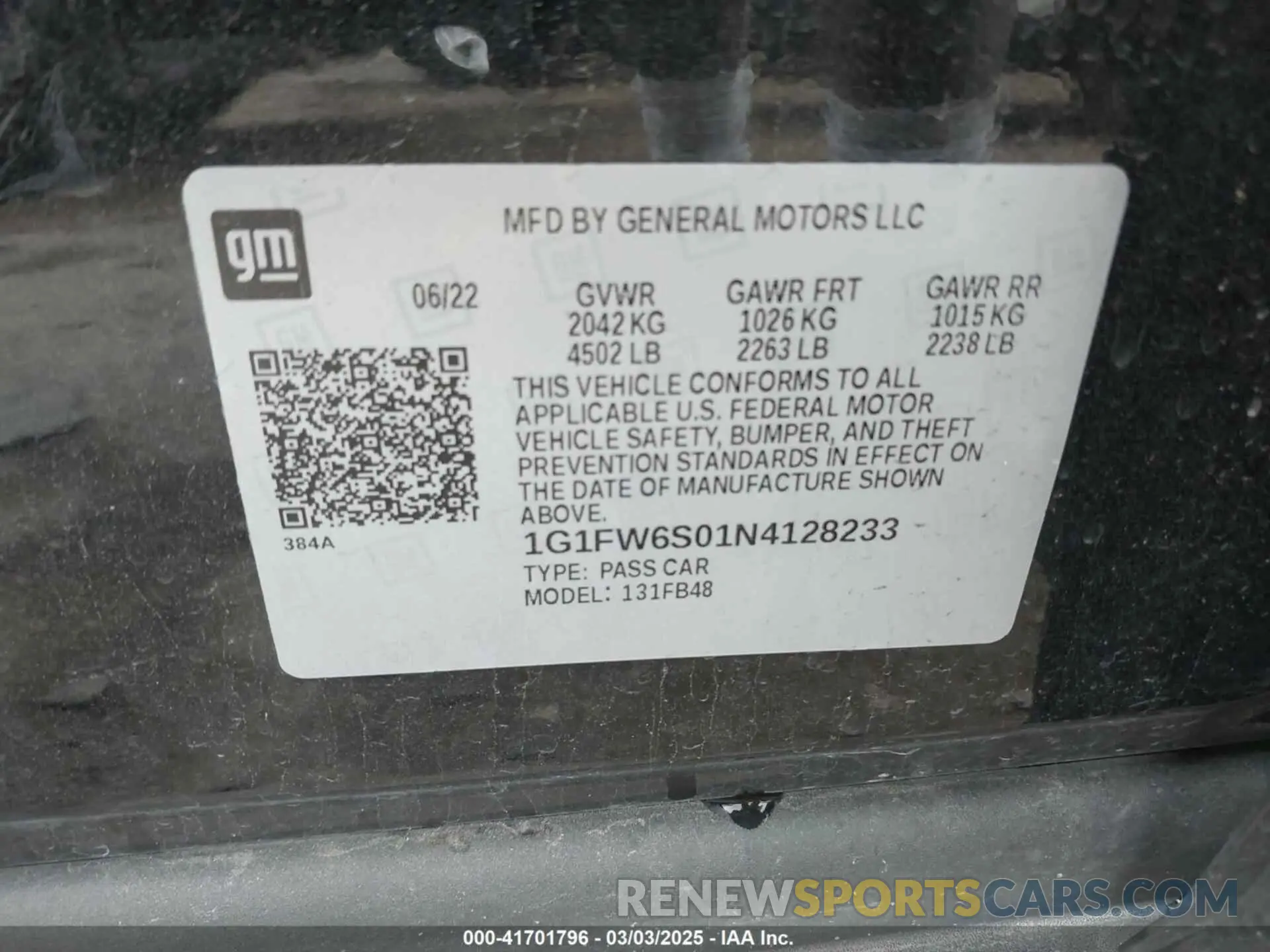 9 Photograph of a damaged car 1G1FW6S01N4128233 CHEVROLET BOLT EV 2022