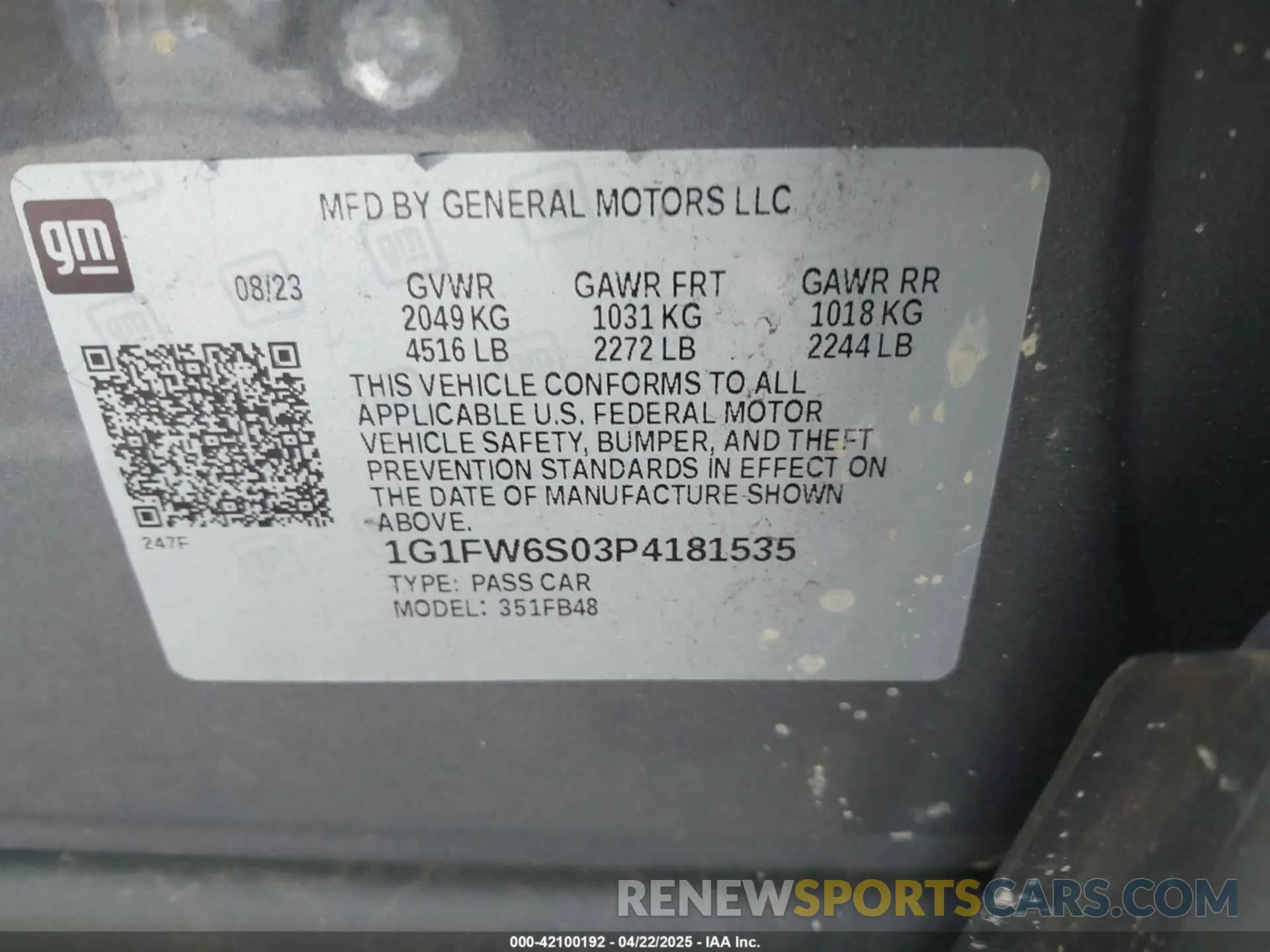9 Photograph of a damaged car 1G1FW6S03P4181535 CHEVROLET BOLT EV 2023