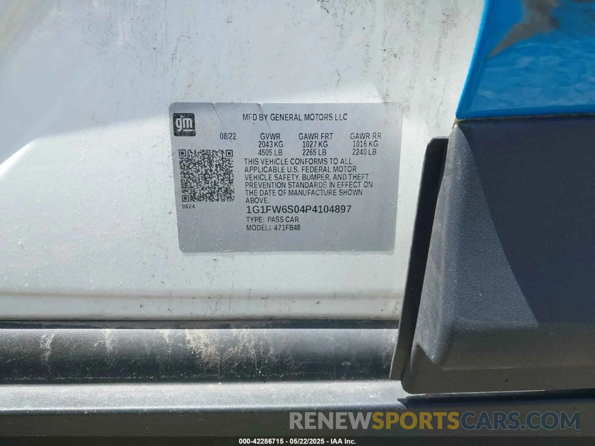 9 Photograph of a damaged car 1G1FW6S04P4104897 CHEVROLET BOLT EV 2023