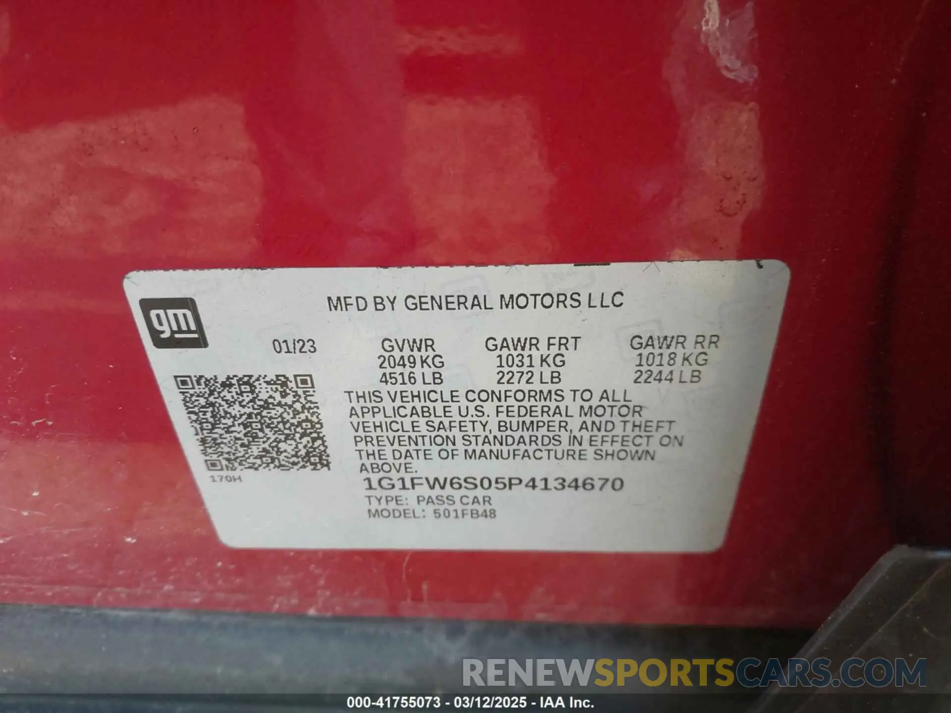 9 Photograph of a damaged car 1G1FW6S05P4134670 CHEVROLET BOLT EV 2023