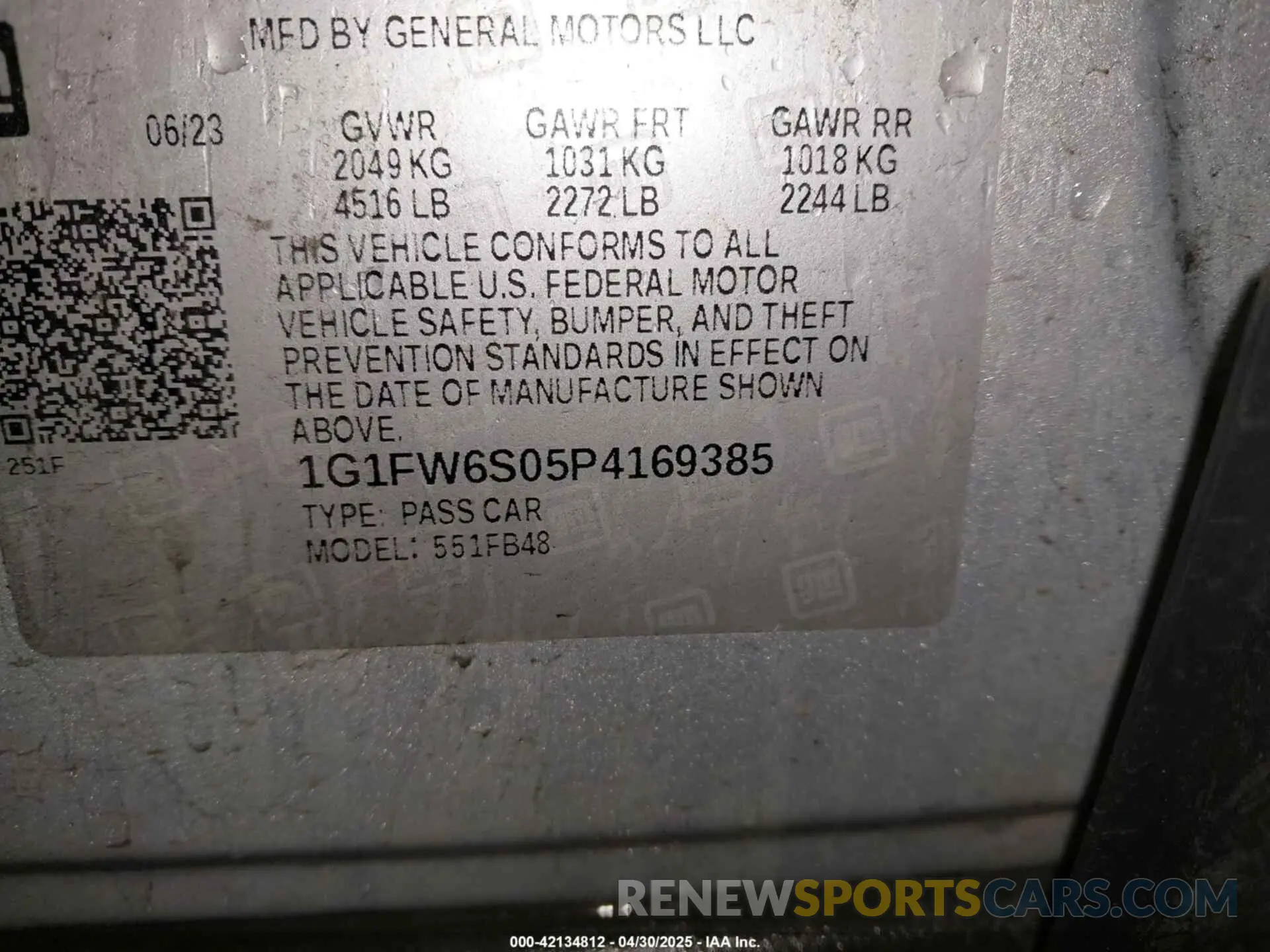 9 Photograph of a damaged car 1G1FW6S05P4169385 CHEVROLET BOLT EV 2023