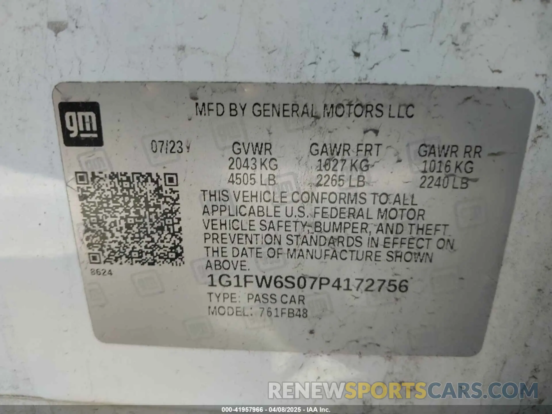 9 Photograph of a damaged car 1G1FW6S07P4172756 CHEVROLET BOLT EV 2023