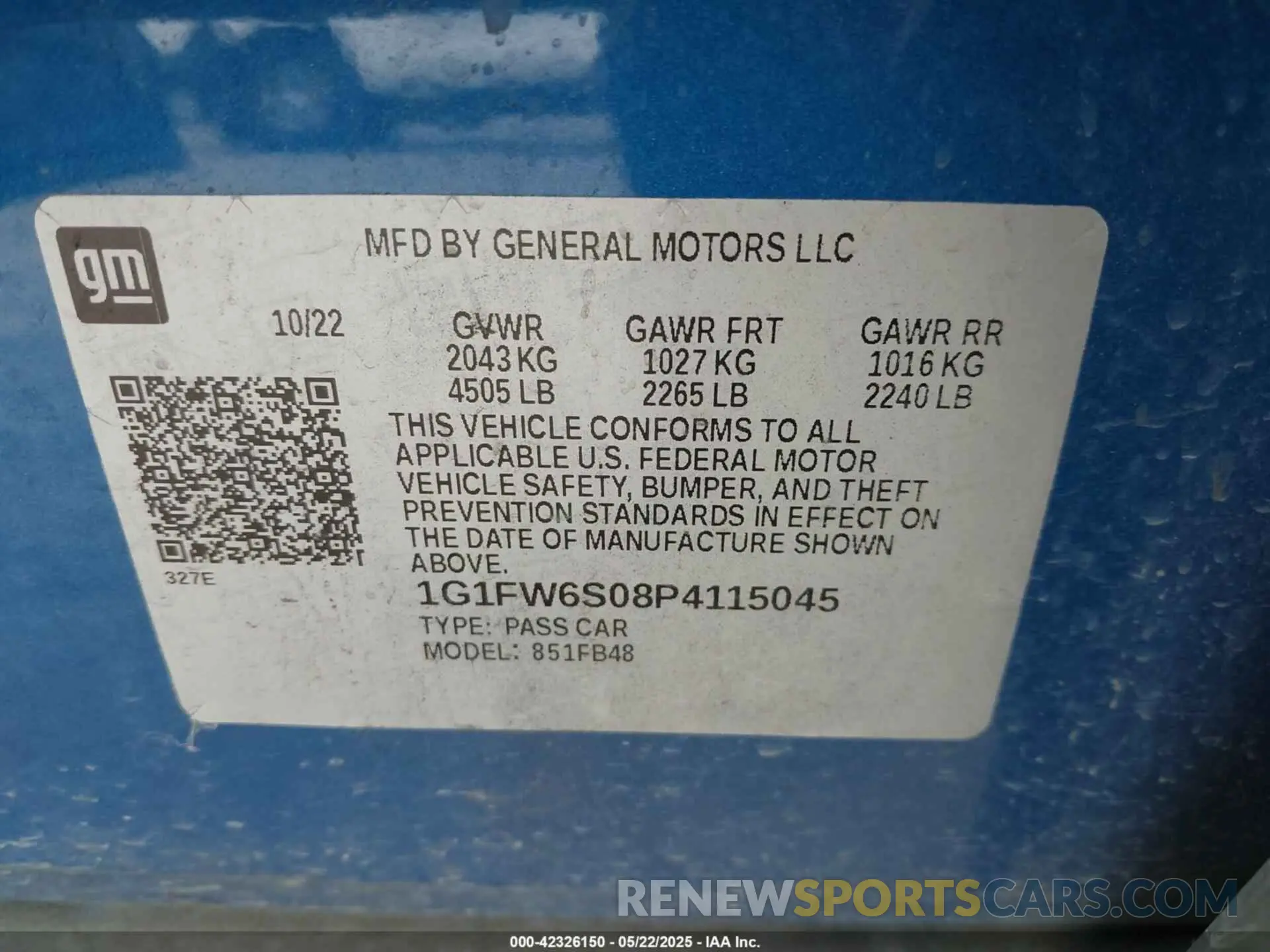 9 Photograph of a damaged car 1G1FW6S08P4115045 CHEVROLET BOLT EV 2023