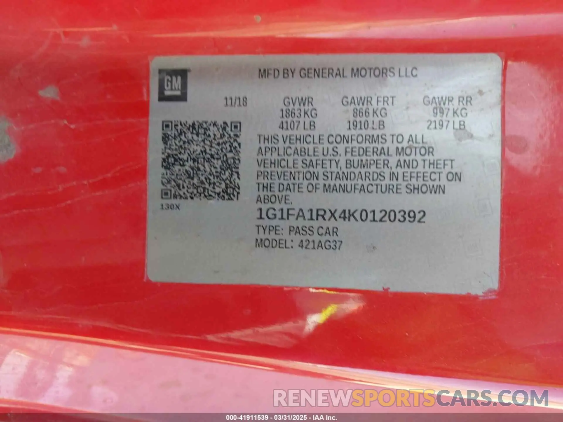 9 Photograph of a damaged car 1G1FA1RX4K0120392 CHEVROLET CAMARO 2019