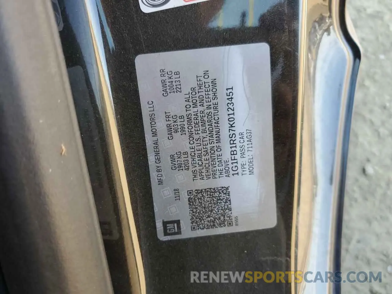 14 Photograph of a damaged car 1G1FB1RS7K0123451 CHEVROLET CAMARO 2019