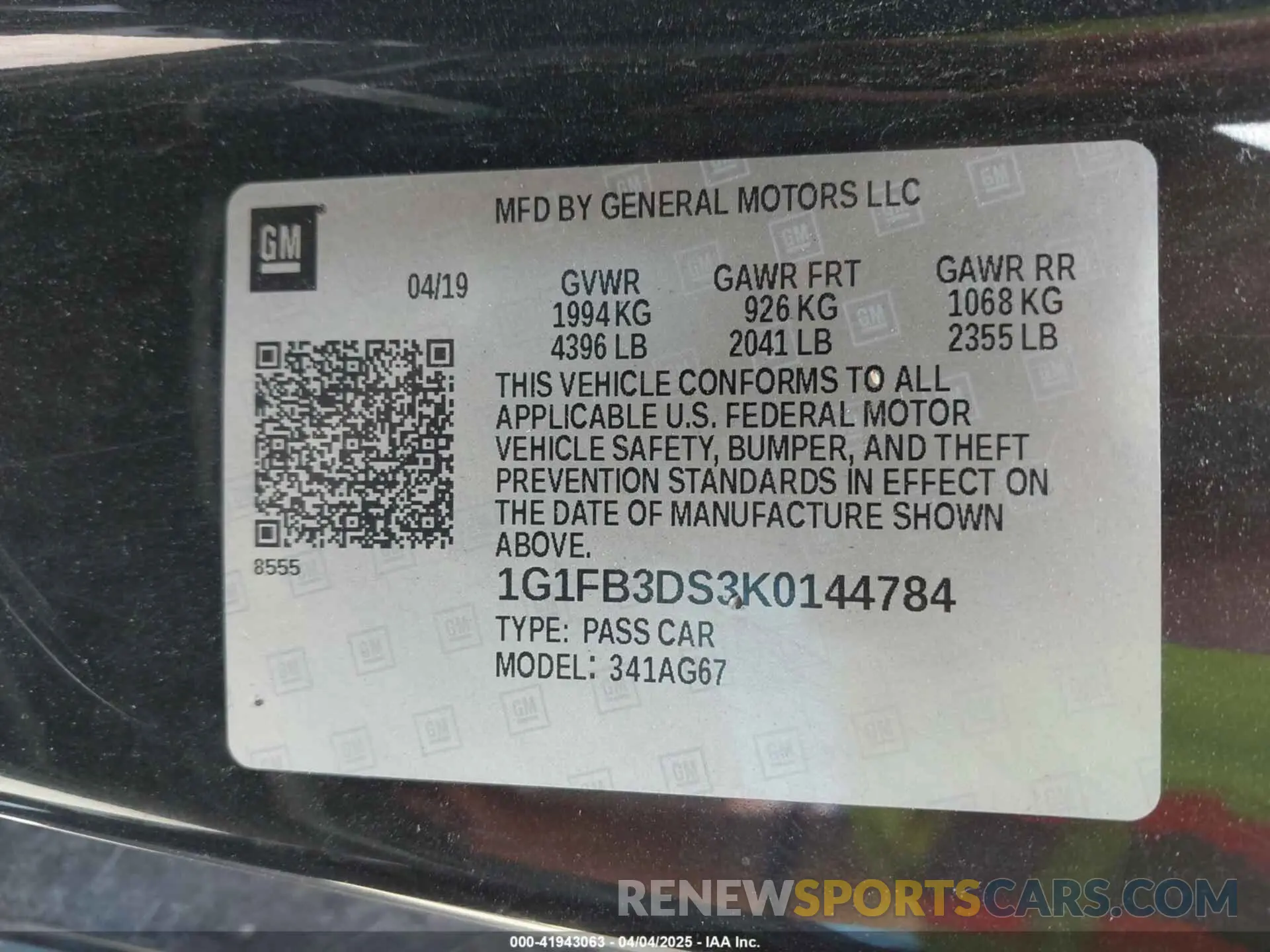 9 Photograph of a damaged car 1G1FB3DS3K0144784 CHEVROLET CAMARO 2019