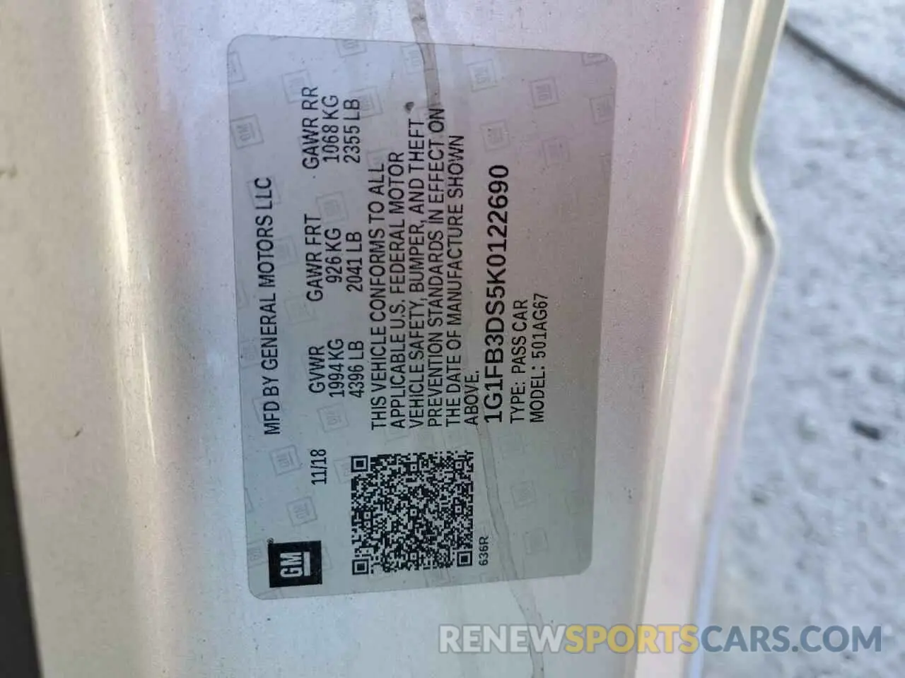 13 Photograph of a damaged car 1G1FB3DS5K0122690 CHEVROLET CAMARO 2019