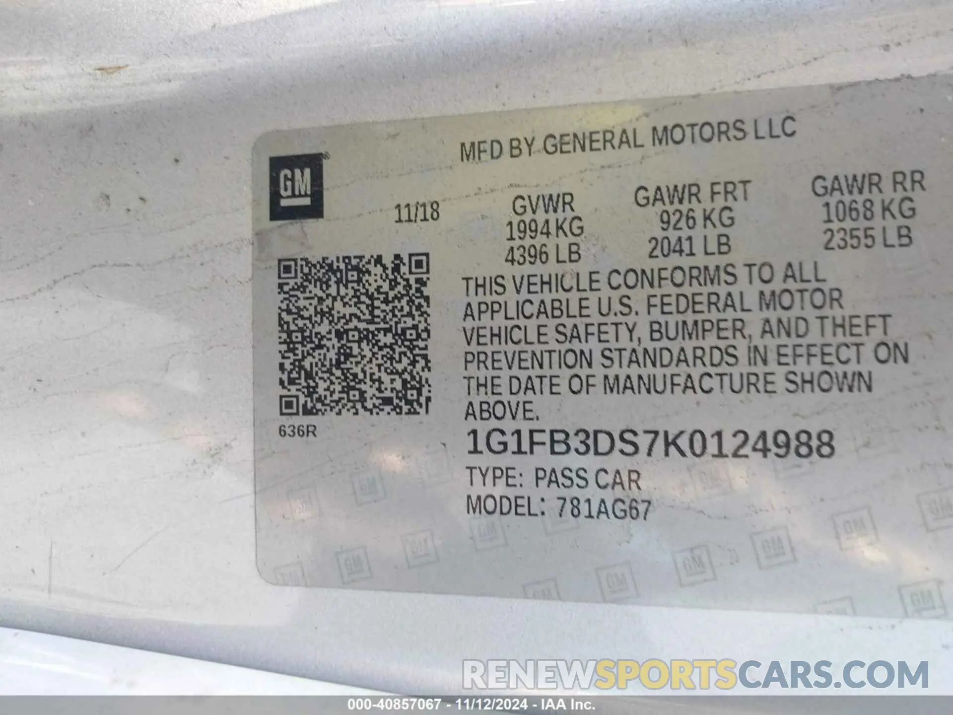 9 Photograph of a damaged car 1G1FB3DS7K0124988 CHEVROLET CAMARO 2019